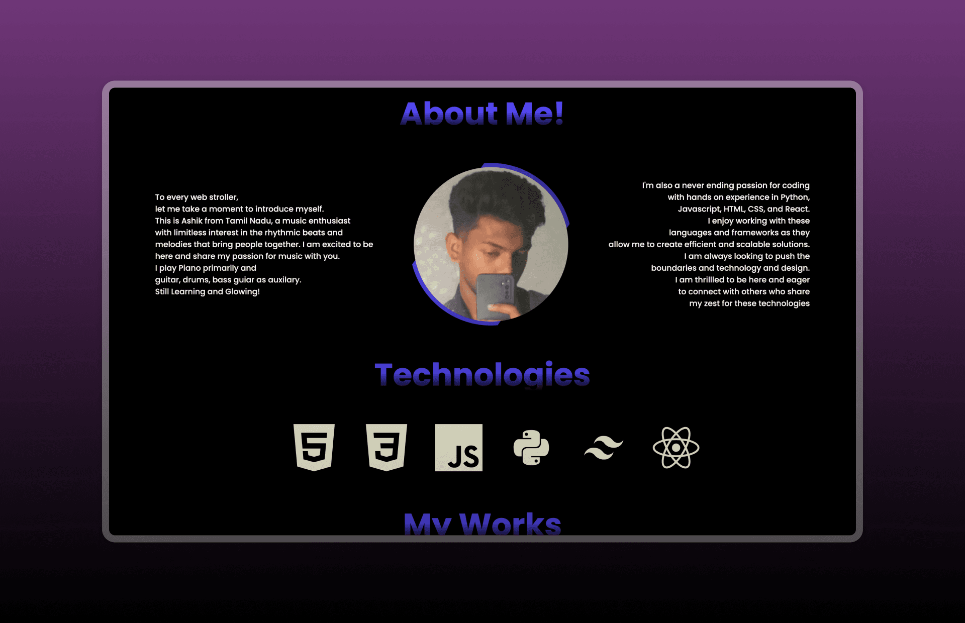 AshBio About Section