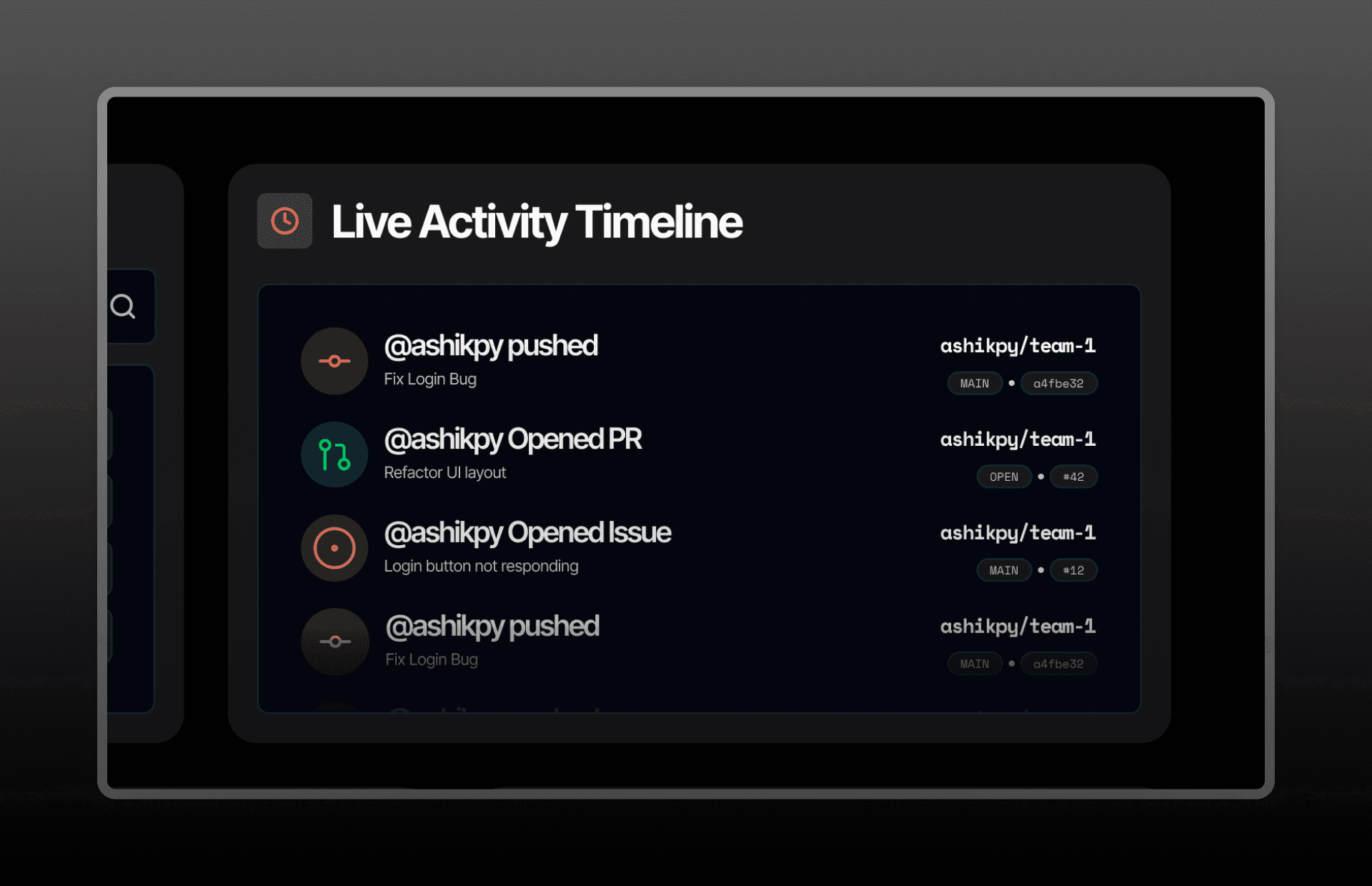 Live Activity Timeline Component